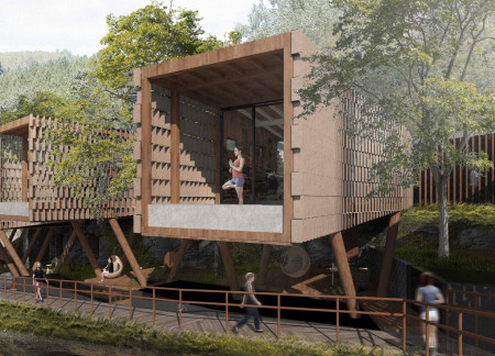 Charred Wooden Shingles and Local Timber Create a Harmonious Retreat for Meditation  