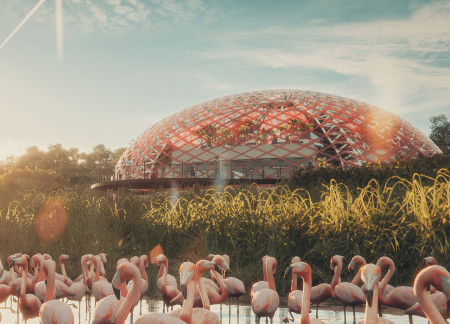 Photochromic Panels and Natural Wood Create A Sustainable Visitor Center in the Wetlands