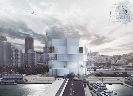 Stacked Living Units with Metal Frame and Glass Façade in Sustainable Urban Design  