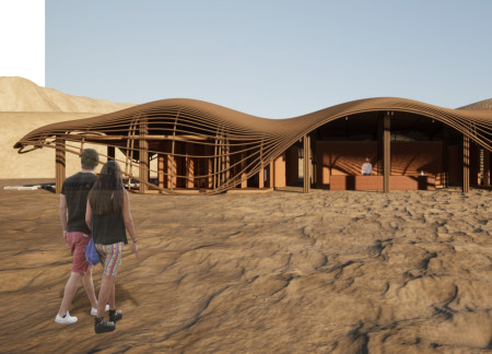 Charred Wooden Shingles and Cross-Laminated Timber Crafting Community Connectivity