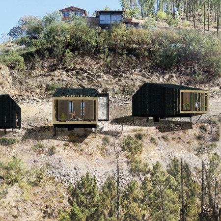 Wellness Retreat Emphasizing Wabi-Sabi Aesthetics with Charred Wood Shingles and Eucalyptus Finishes  