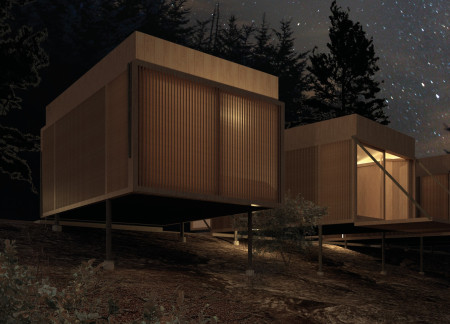 Meditation Retreat Constructed with Cross-Laminated Timber and Charred Wooden Shingles in a Forest Setting  