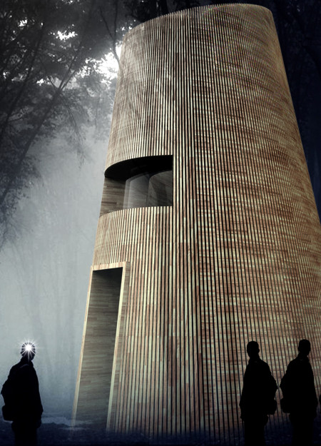 Cylindrical Retreat Crafted From Slatted Timber Panels Embracing Natural Light