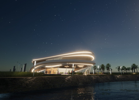 Curvilinear Form Crafted with Sustainable Materials and Enhanced by Natural Landscapes for Ecological Education