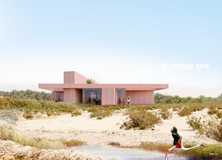 Skewed Alignment Of Glass And Stone Integrating Surrounding Ecology In A Community Space