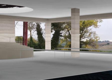 Rammed Earth Structure Embracing Natural Light in a Vineyard Tasting Experience
