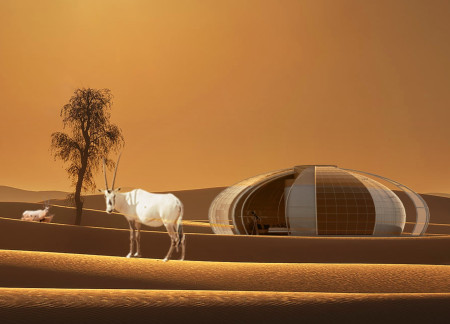 Stargazing Canopy and Semi-Transparent Façade in Sustainable Desert Housing  