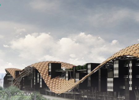 Curved Charred Shingles Enveloping Community Spaces In Sustainable Timber Residences