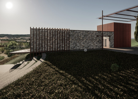 Steel Lattice and Local Stone Create a Community Hub Embraced by Nature