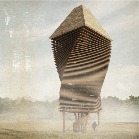 Twisting Form of Charred Wood Shingles and Sustainable Timber As a Hub for Community Engagement