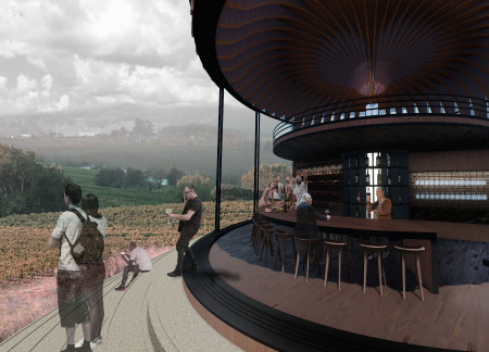 Ribbed Timber Structure Embracing 360-Degree Vineyard Views in a Sustainable Tasting Room