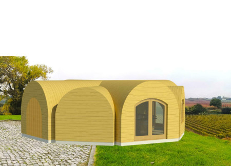 Charred Wooden Shingles and Curved Timber Forms in a Vineyard Tasting Room  