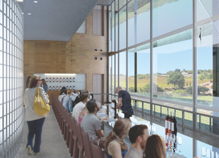 Charred Timber Shingles and Glass Walls Create a Harmonious Tasting Venue Amidst Vineyards