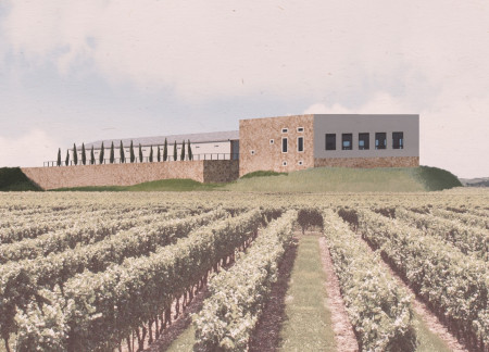 Patinated Copper Accents and Natural Materials Craft a Warm Vineyard Tasting Space