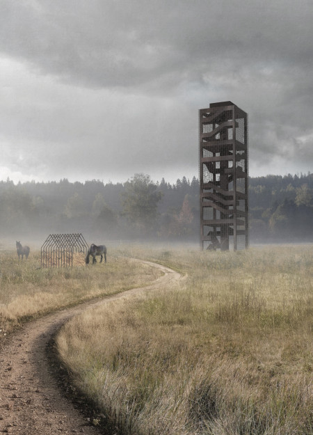 Charred Wooden Shingles and Steel Framework Elevate a Towered Observation Experience in Northern Latvia