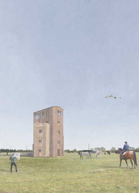 Charred Wooden Shingles Enveloping A Multi-Storey Observation Barn in Latvia  