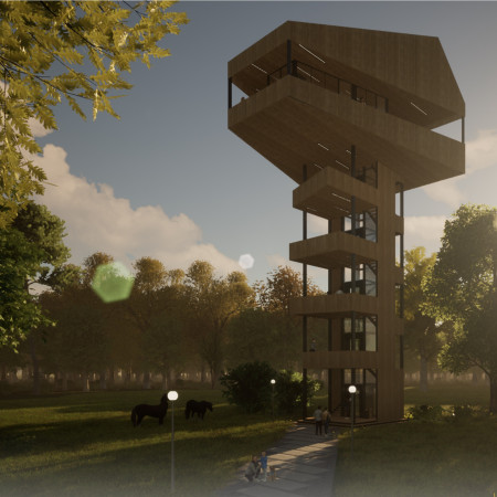 Cantilevered Glulam Structure Embracing Natural Light in a Public Viewing Space  
