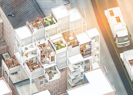 Charred Wooden Shingles and Cross-Laminated Timber Panels Shape Flexible Urban Living Solutions