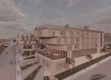 Sustainable Living with Ferrosconcrete and White Oak Amidst Lush Green Spaces  