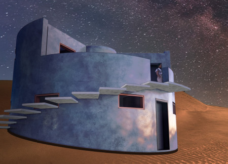 Precast Concrete Shelters Enhanced by Skylights and Natural Wood Elements in a Desert Community