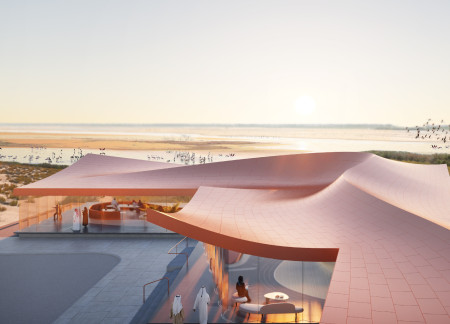 Curved Glass Canopy and Carbon Fiber Structure Enhancing Community Engagement in a Desert Habitat