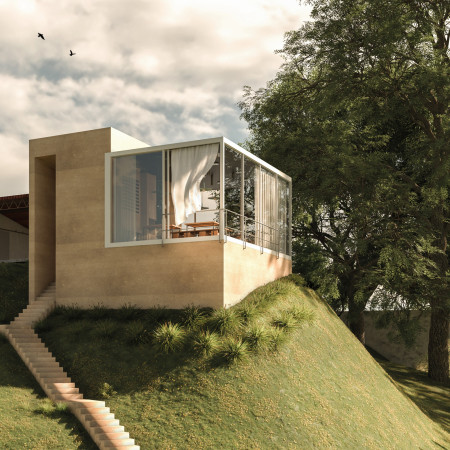 Rammed Earth Structure With Expansive Glass Facades Embracing Vineyard Views