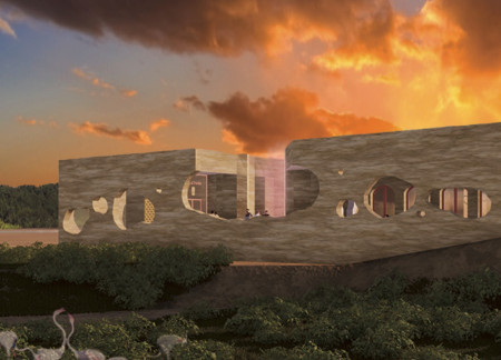 Rammed Earth Structure Embracing a Pink Canyon for Sustainable Ecotourism Destination  