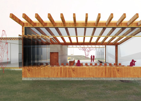 Reversed Roof Structure Enveloped in Darkened Glass and Concrete for an Immersive Tasting Experience  