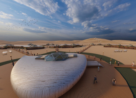 Sustainable Design Featuring Galvanized Steel and Modular Layout in a Desert Retreat