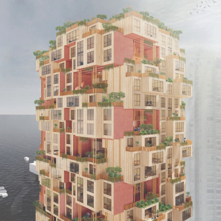 Elevated Living Spaces Crafted from Cross-Laminated Timber and Charred Wood Shingles