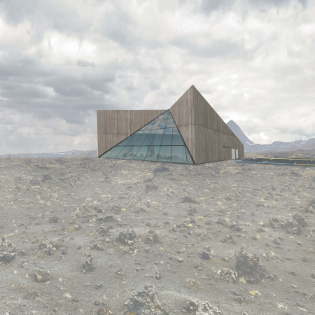 Geometric Larch Cladding Embraces Volcanic Views in Sustainable Community Café