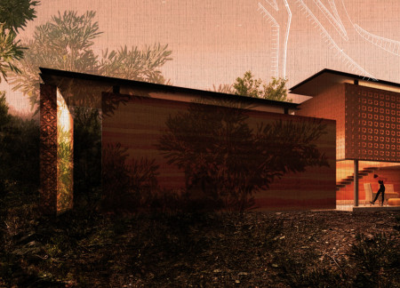 Ceramic-Tiled Walls and Rammed Earth Integration in a Community Wellness Center  