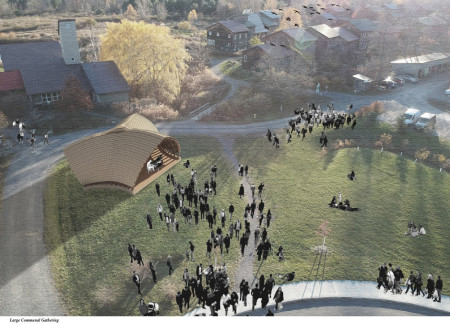 Robotic Fabrication of Hardwood Structures in a Sustainable Community Hub  