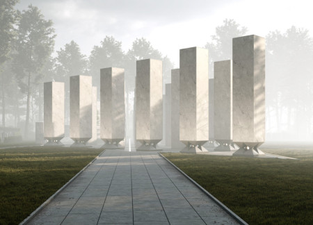 Marble Pillars and Natural Light Create a Serene Columbarium Space in Riga