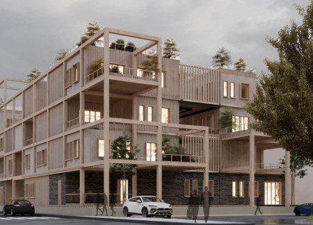 Biophilic Community Spaces Crafted with Sustainable Spruce and Modular Construction  
