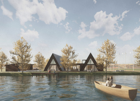 Charred Wooden Shingles and Sustainable Timber Frame Creating a Community-Focused Lake House