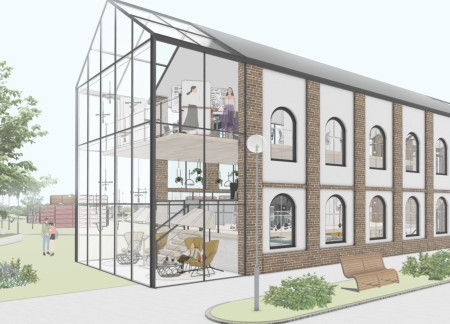 Charred Wood Shingles and Terrazzo Flooring Define A Sustainable Co-Working Environment  
