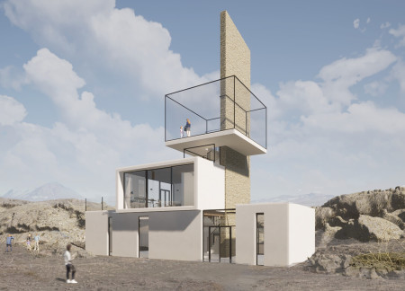 Cantilevered Viewing Deck Crafted From Natural Materials In Sustainable Mountain Retreat  