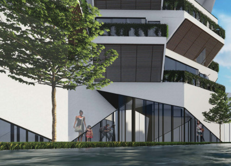 Hexagonal Terraces Enhanced by Greenery and Reinforced Concrete for Affordable Urban Living