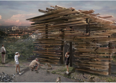 Charred Wooden Shingles and Recycled Timber Create a Community Hub Embracing Nature