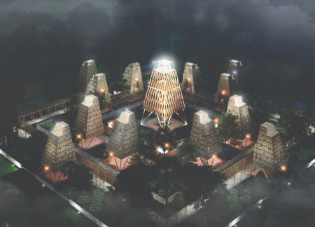 Bamboo Structures Intertwined With Palm Roofing Enhancing Community Integration in Cambodia