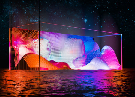 Iridescent Polycarbonate Facade and Fluid Geometry Elevate Interactive Pavilion Experience