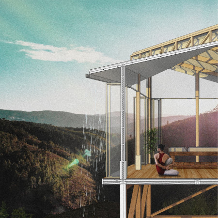 Charred Wooden Shingles Embracing Rainwater Harvesting in Eco-Friendly Wellness Retreat