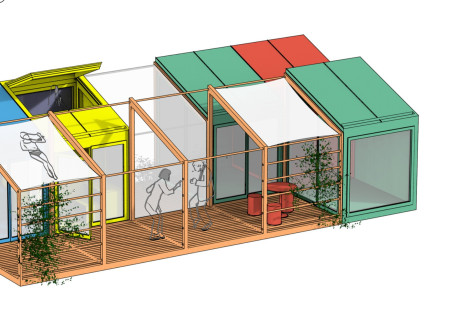 Modular Structures Crafted From Composite Panels With Shared Community Spaces