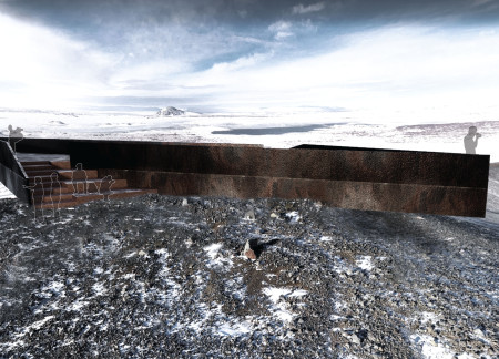 Corten Steel Lookout Embracing Volcanic Scenery in Iceland