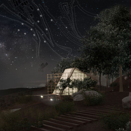 Elevated Eco-Pods Constructed with Cork Oak and Bamboo Mesh for Holistic Retreats