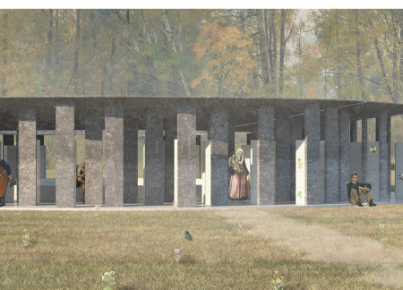 Circular Structure Featuring Natural Stone and Sustainable Concrete for Intimate Remembrance Spaces