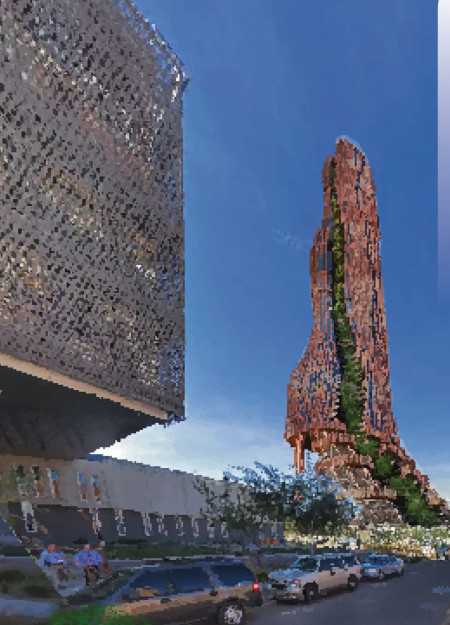 Vertical Gardens and Glass Façades in a Sustainable Mixed-Use Development  
