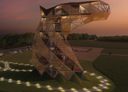 Charred Wooden Shingles and Cross-Laminated Timber Create a Harmonious Community Space