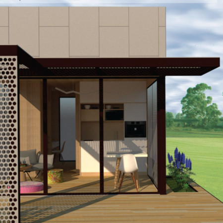 Charred Wood Shingles and Eco-Sandwich Panels in a Compact Urban Dwelling  